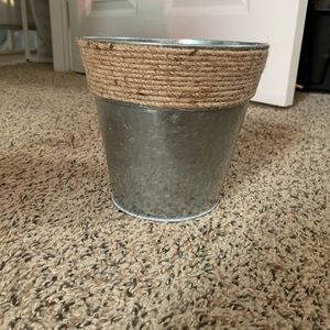 Metal bucket with twine